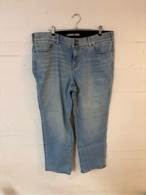 Lands’ End Womens 20W Light Wash Stretch Straight Leg Jeans Plus Size